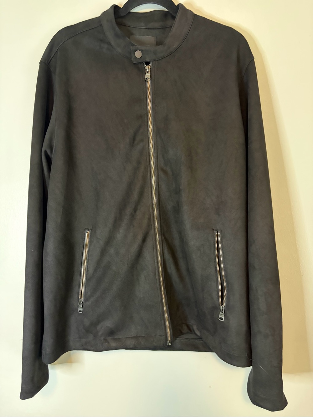 Banana Republic Men's Vegan Suede Moto Cafe Racer Jacket Black Size XL Full Zip
